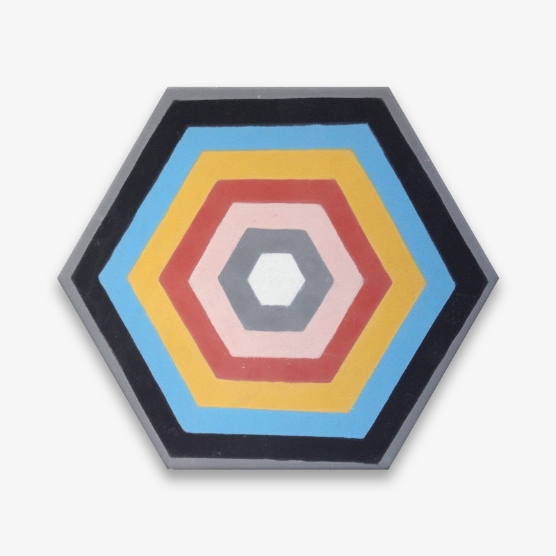 Hexagonal Honeycomb Rainbow Encaustic Cement Tile