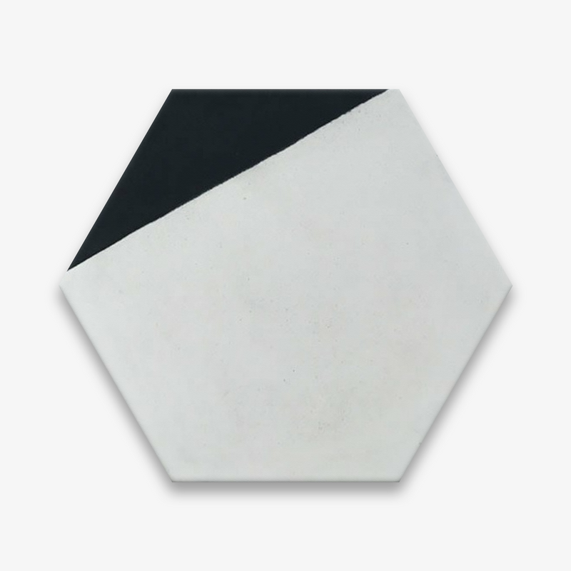 Hexagonal Triangles Black and White Encaustic Cement Tile