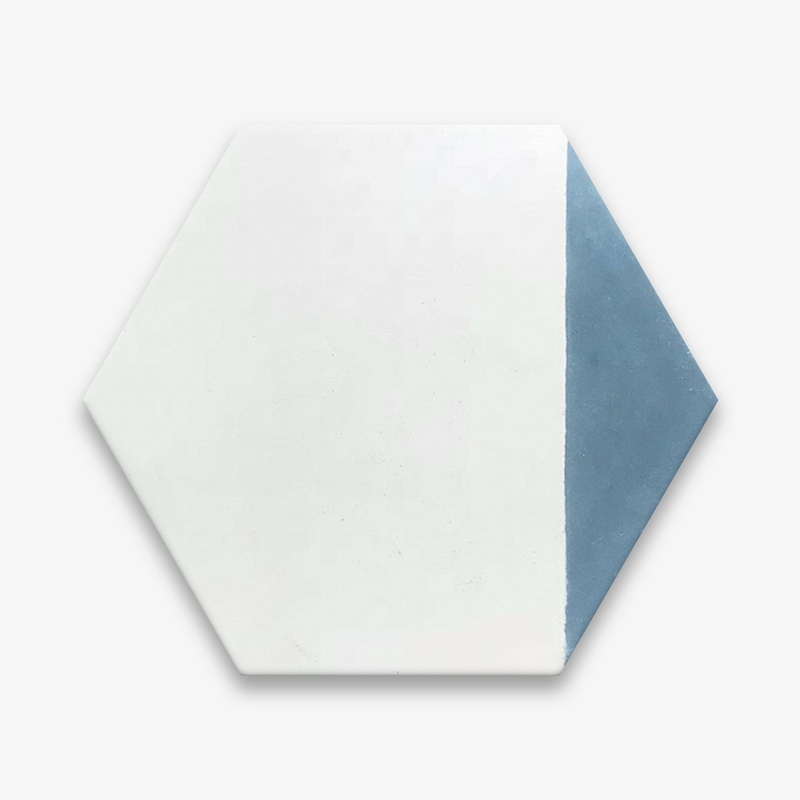 Hexagonal Triangles Bleu Gris Encaustic Cement Tile