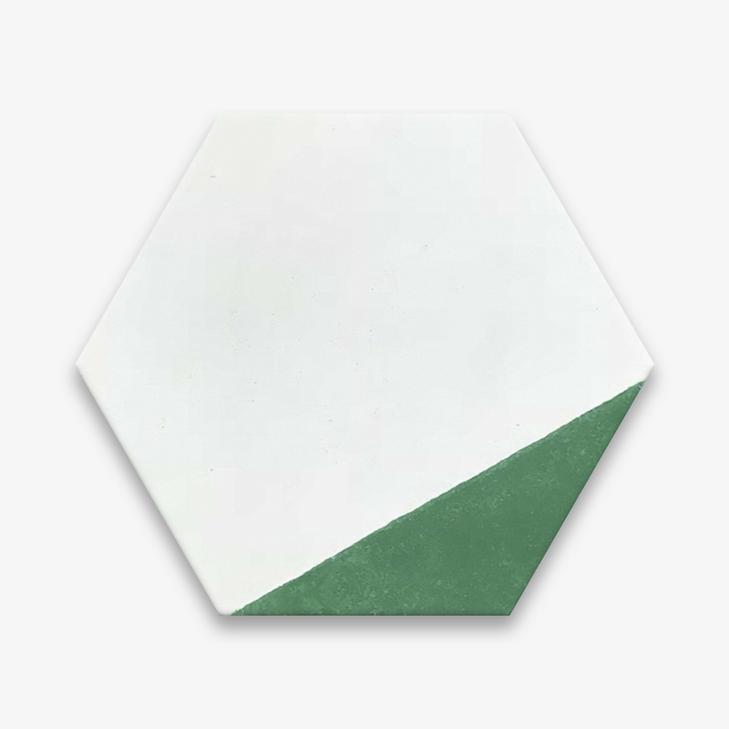 Hexagonal Triangles Verde Green Encaustic Cement