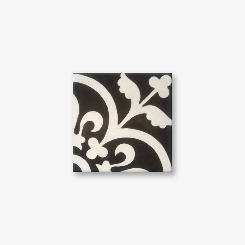 Madrid White on Black Encaustic Cement Tile