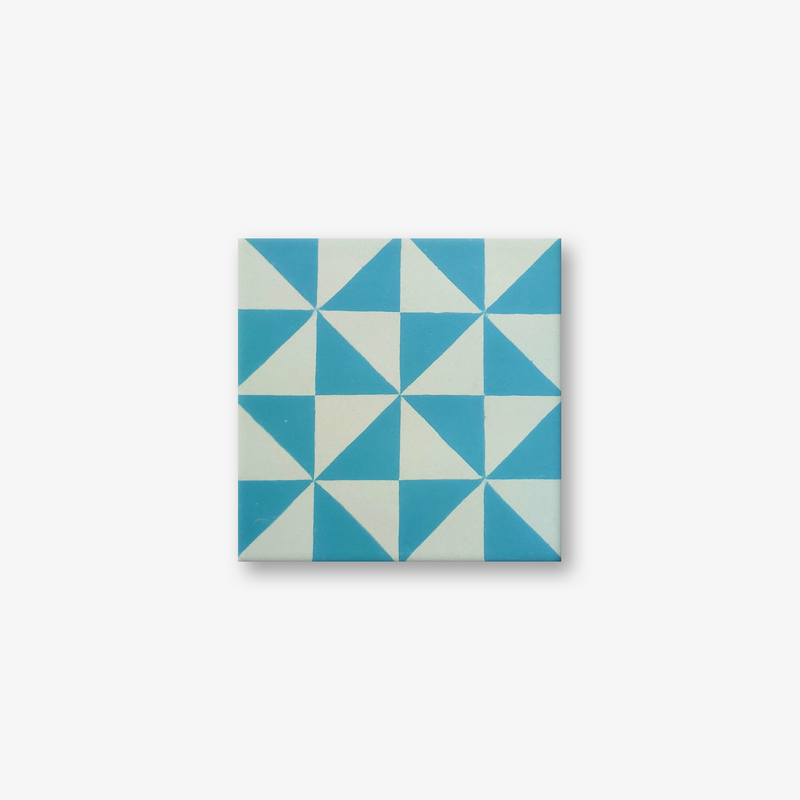 Truchet Teal Blue Encaustic Cement Tile