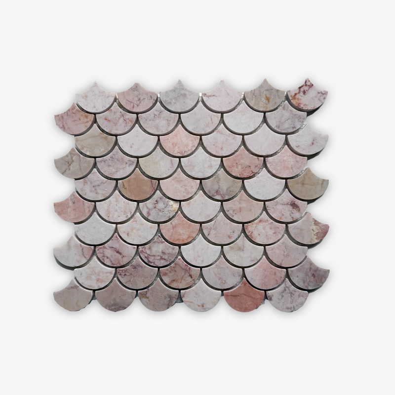 Aegean Pink Scallop Marble Mosaic
