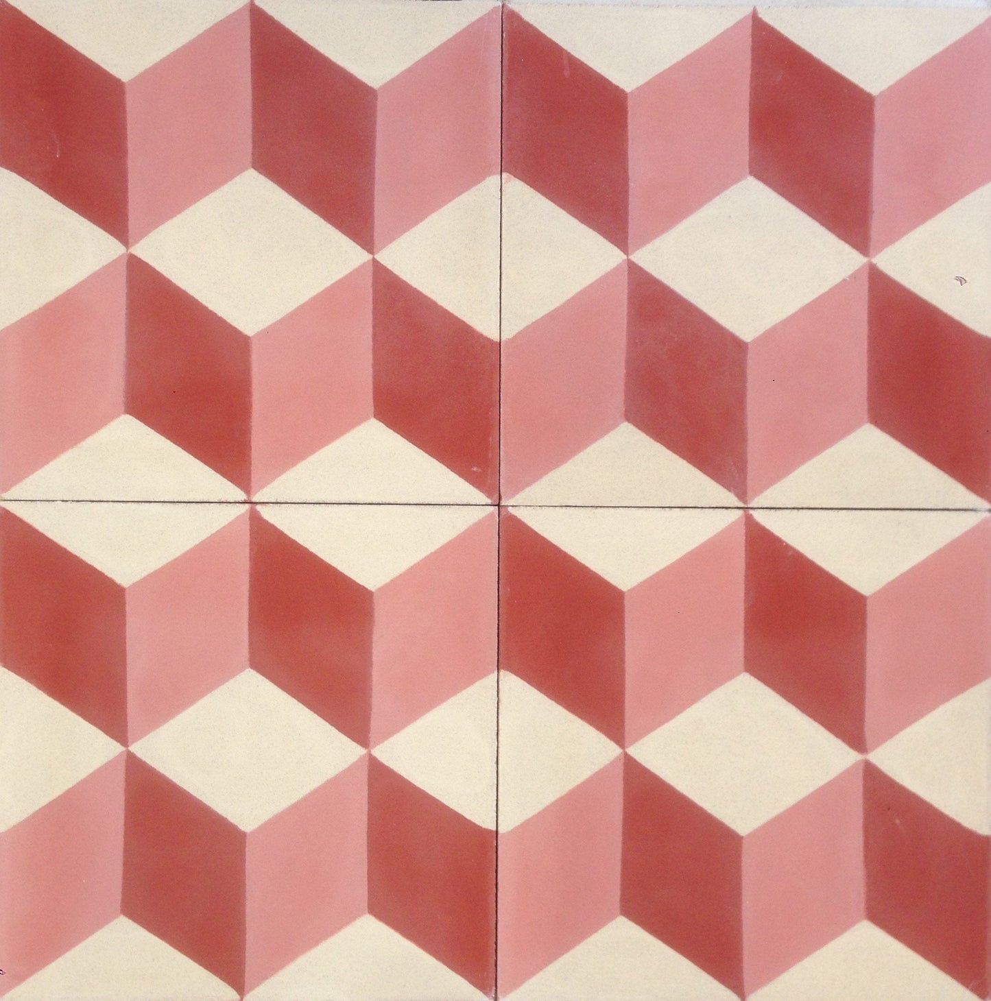 Geometric Red Encaustic Cement Tile