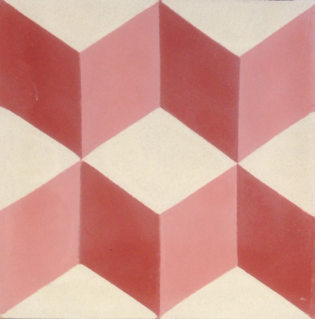 Geometric Red Encaustic Cement Tile