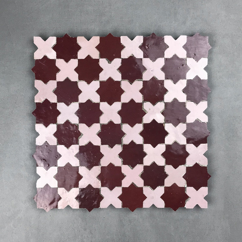 Zellige 30cm Musharabi Burgundy Panels
