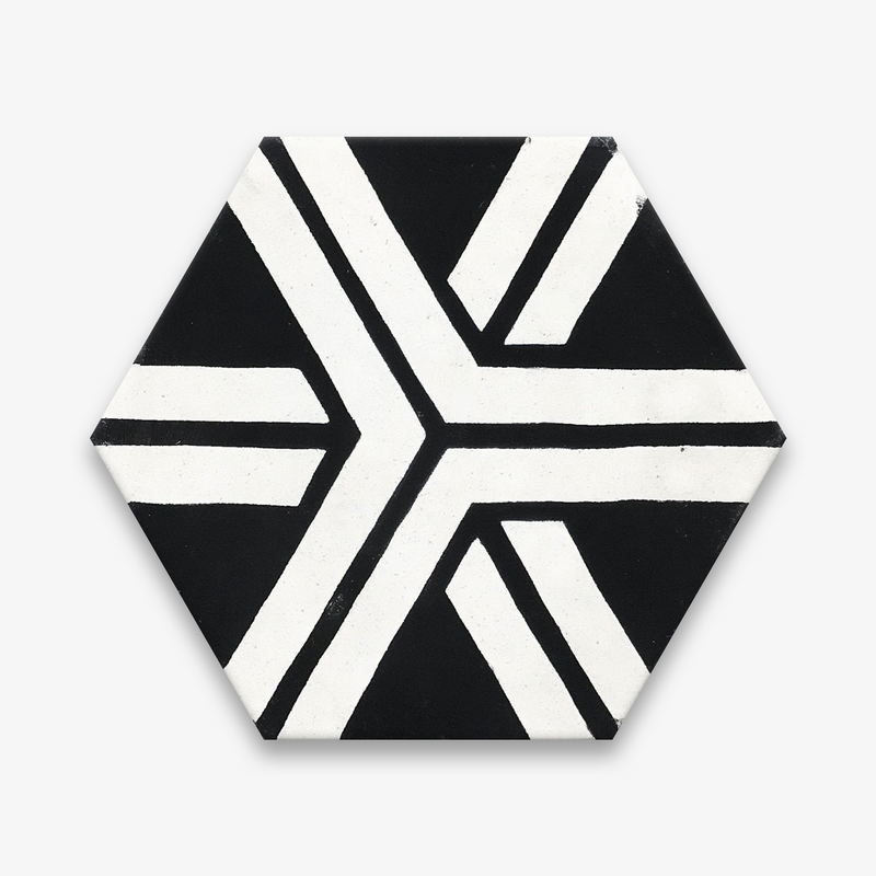 Hexagonal Lanza Black Encaustic Cement Tiles