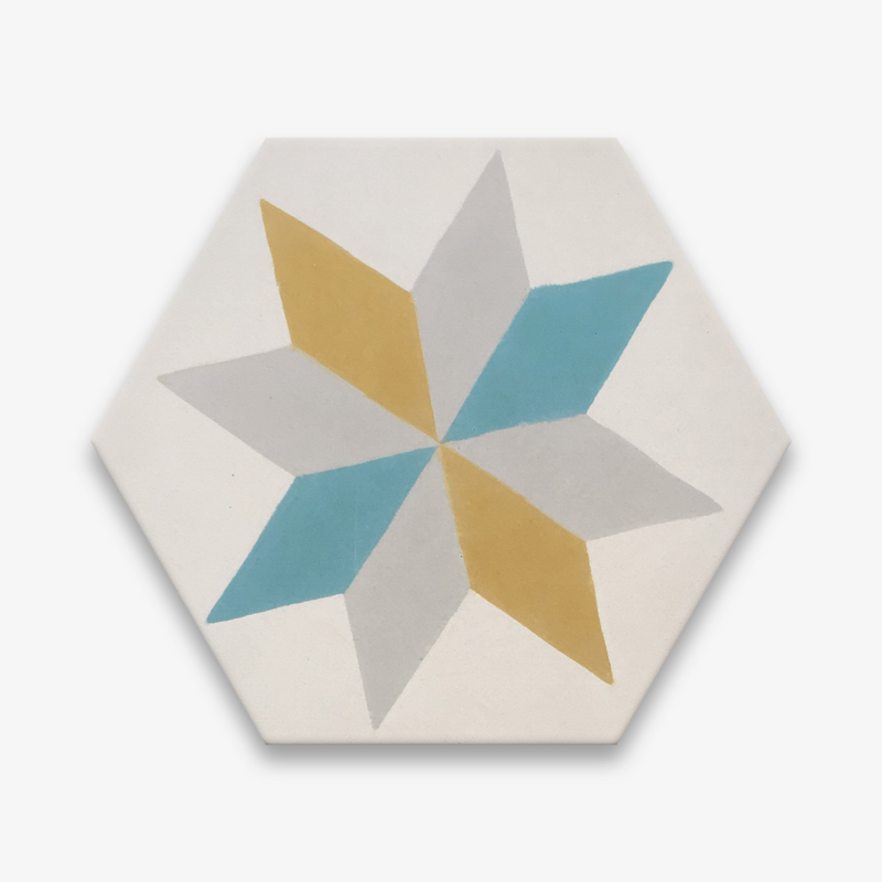 Hexagonal Star Tricolore Encaustic Cement Tile