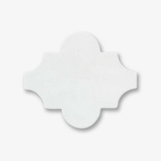 01 White - Solid Colour Arabesque Encaustic Cement Tile