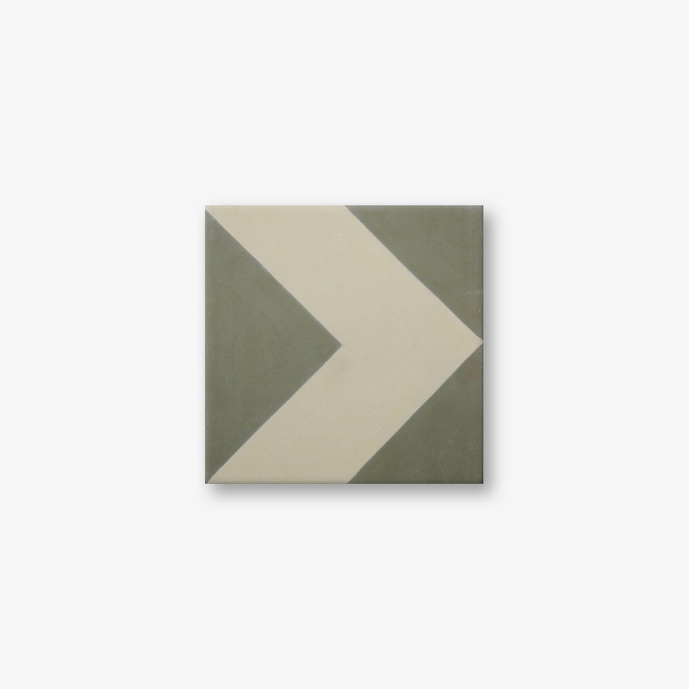 Chevron Green Encaustic Cement Tile