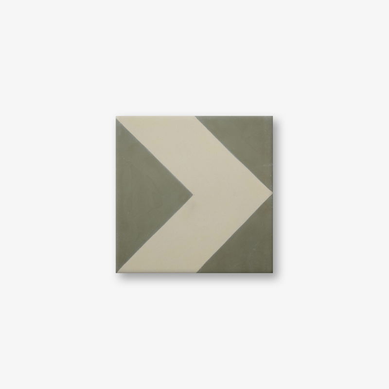 Chevron Cognac Olive Encaustic Cement Tile