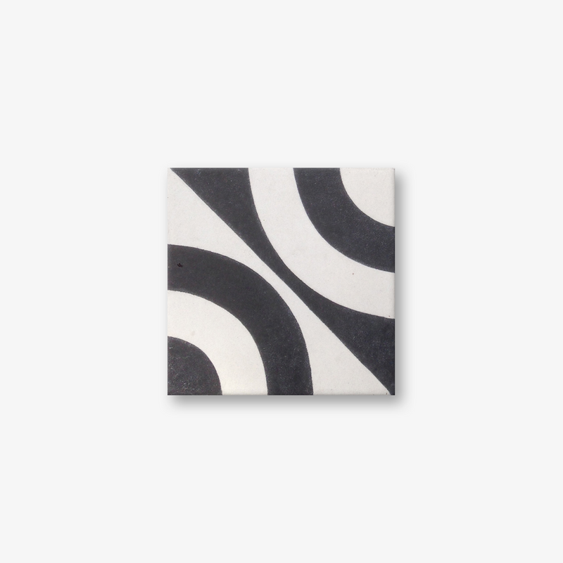 Concentric Black Encaustic Cement Tile