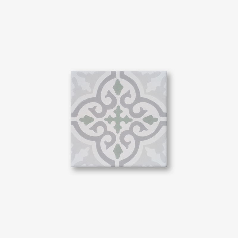 Cuba Sage Grey Encaustic Cement Tile