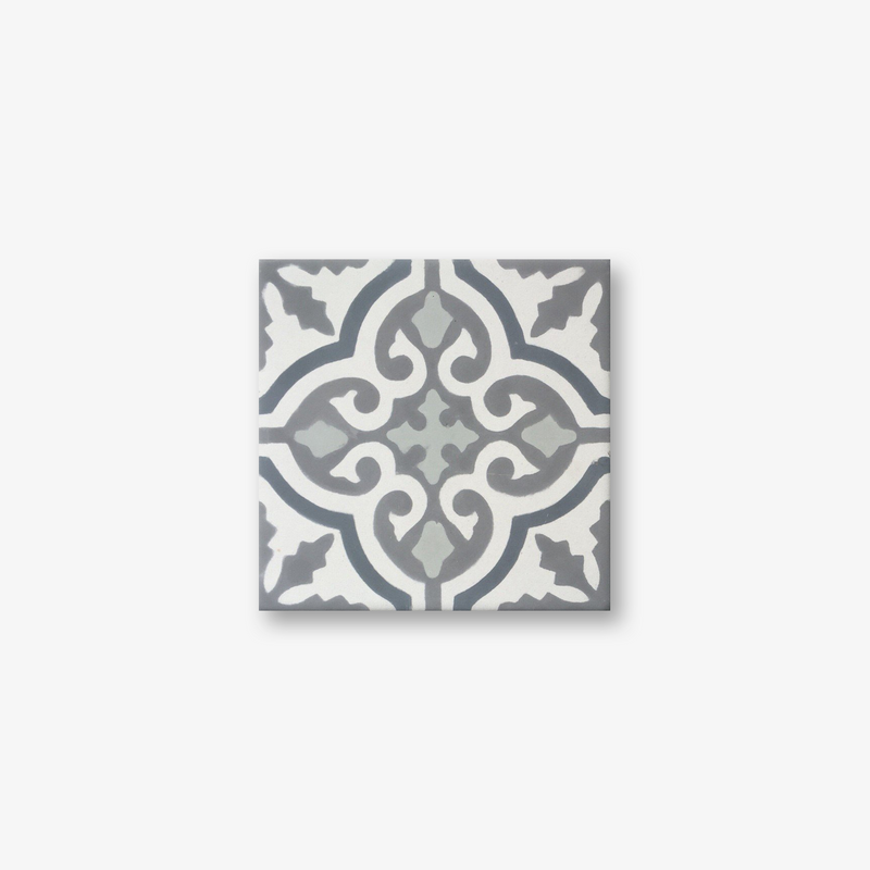 Cuba White Grey Reverse Encaustic Cement Tile