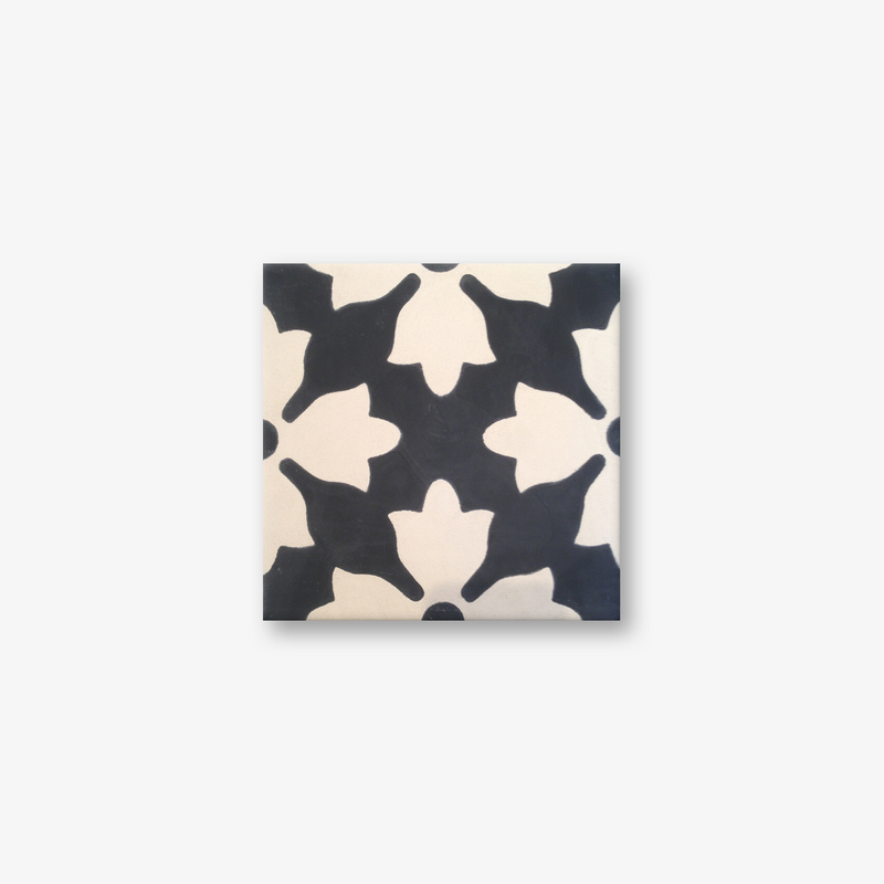 Floral Black Encaustic Cement Tile