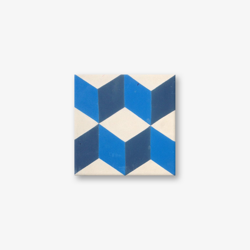 Geometric Blue Encaustic Cement Tile