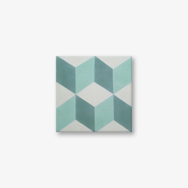 Geometric Green Encaustic Cement Tile