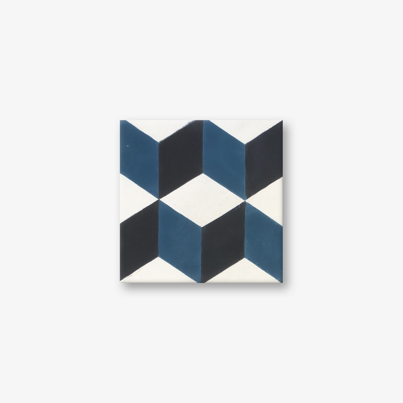 Geometric Marine Black Encaustic Cement Tile