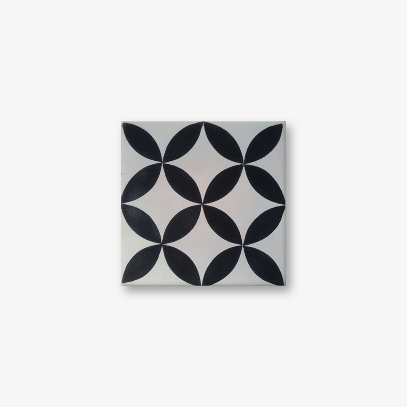 Petals Black Encaustic Cement Tile