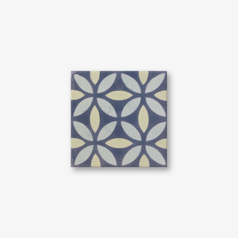 Petals Blue Green Encaustic Cement Tile