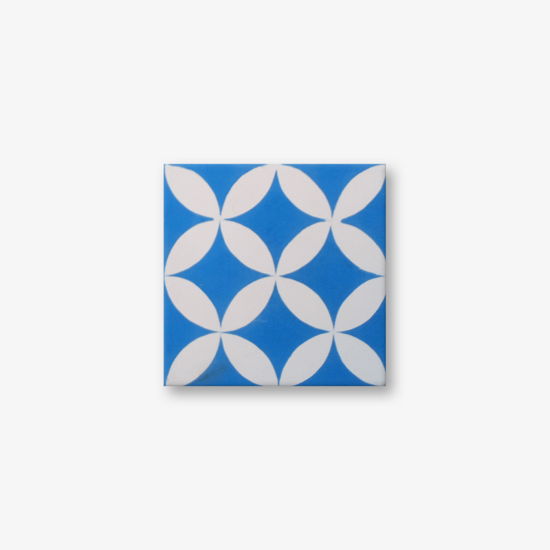 Petals Electric Blue Encaustic Cement Tile