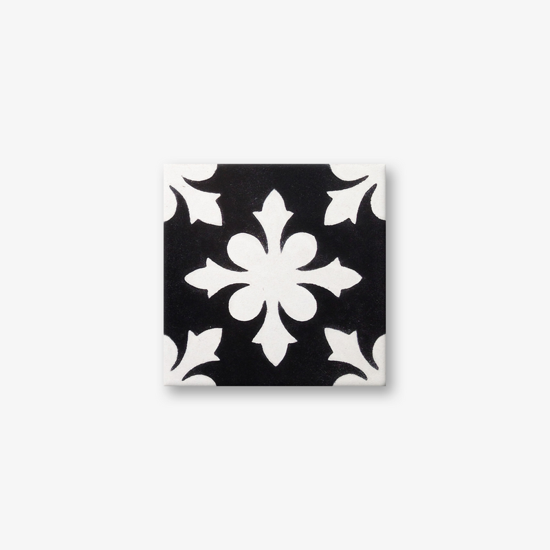 Snowflake Black & White Encaustic Cement Tile