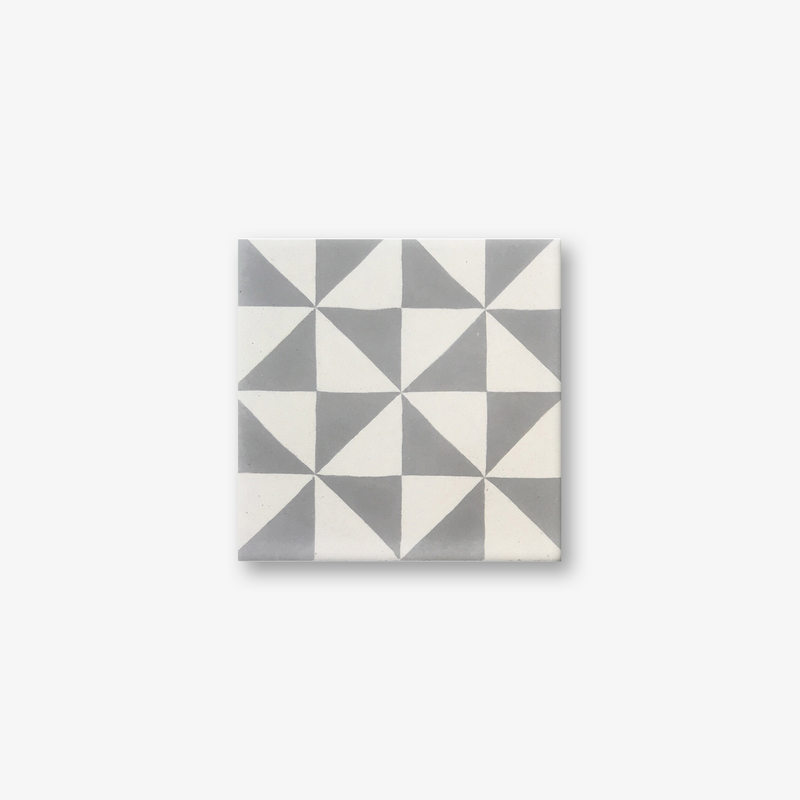 Truchet Light Grey Encaustic Cement Tile