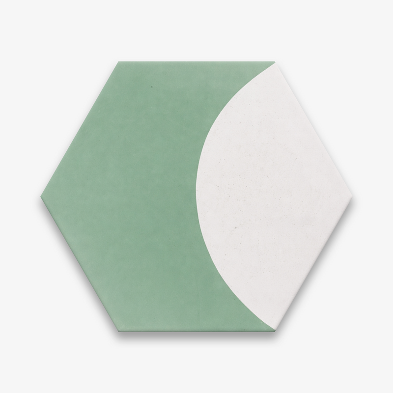 Hexagonal Tulum Verde Green Encaustic Cement Tile