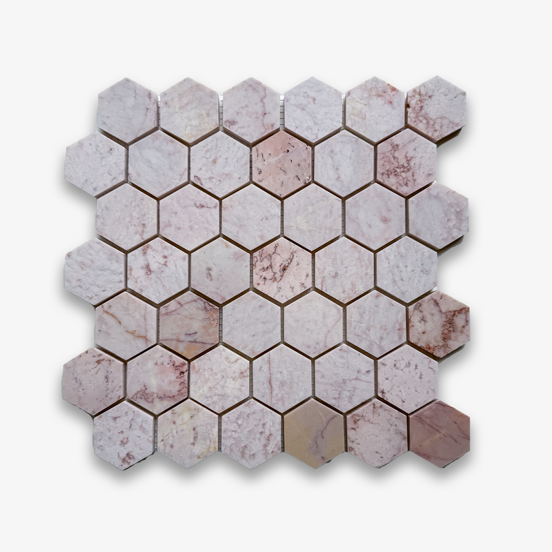 Aegean Pink Large Hexagon Marble Mosaic