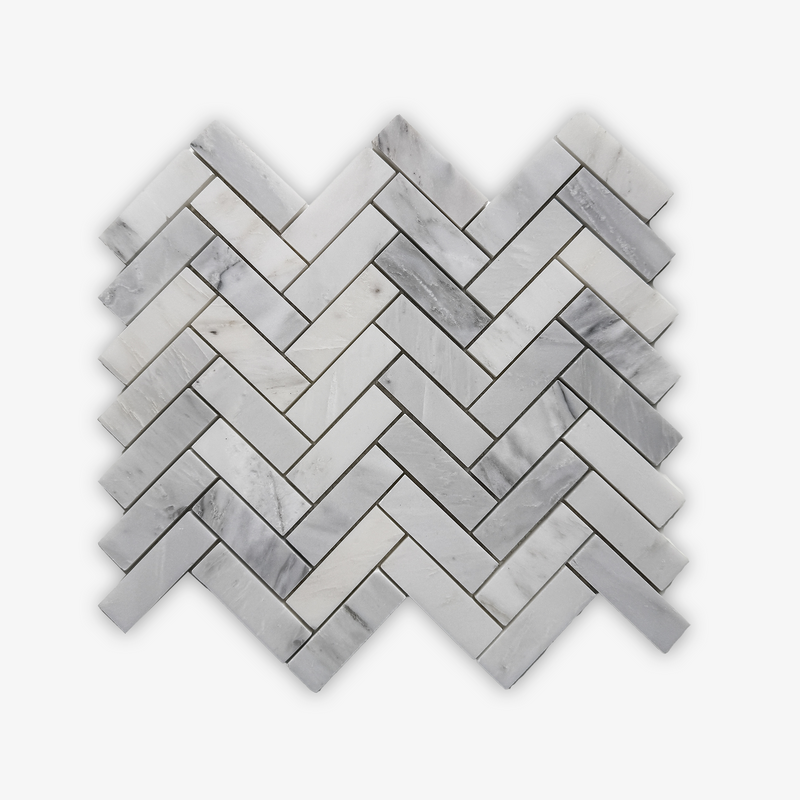 East Hampton Marble Harbour View Herringbone Mosaic 7.2cm x 2.2cm
