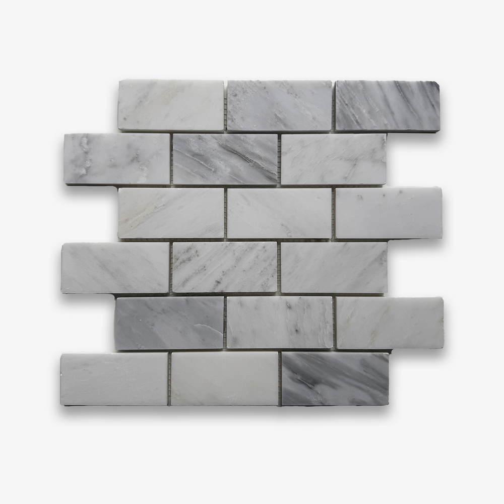 East Hampton Marble Offset Brickbond Mosaic 5cm x 10cm