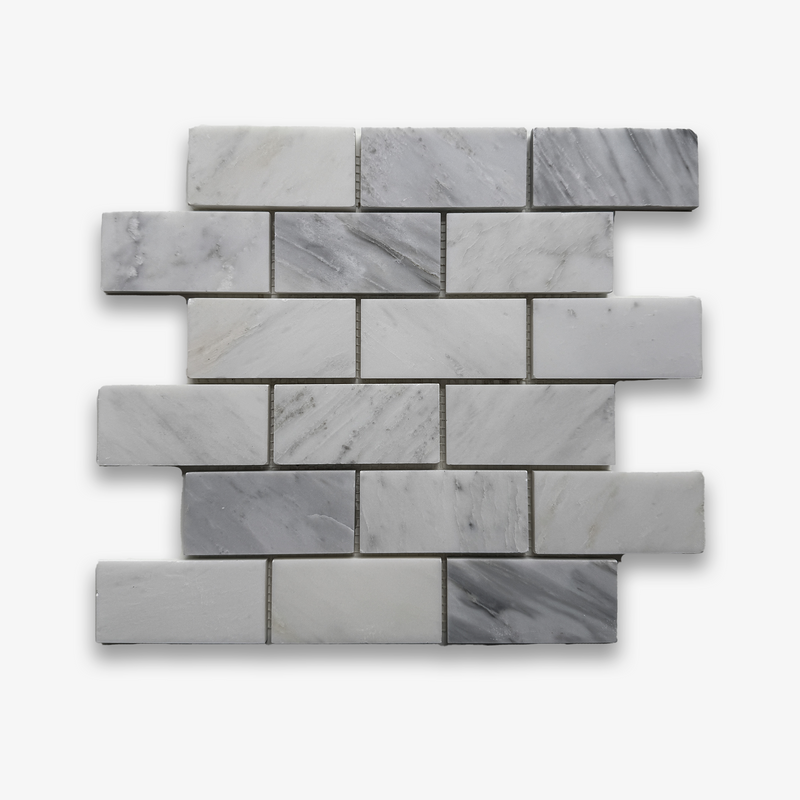 East Hampton Marble Offset Brickbond Mosaic 2.3cm x 4.8cm