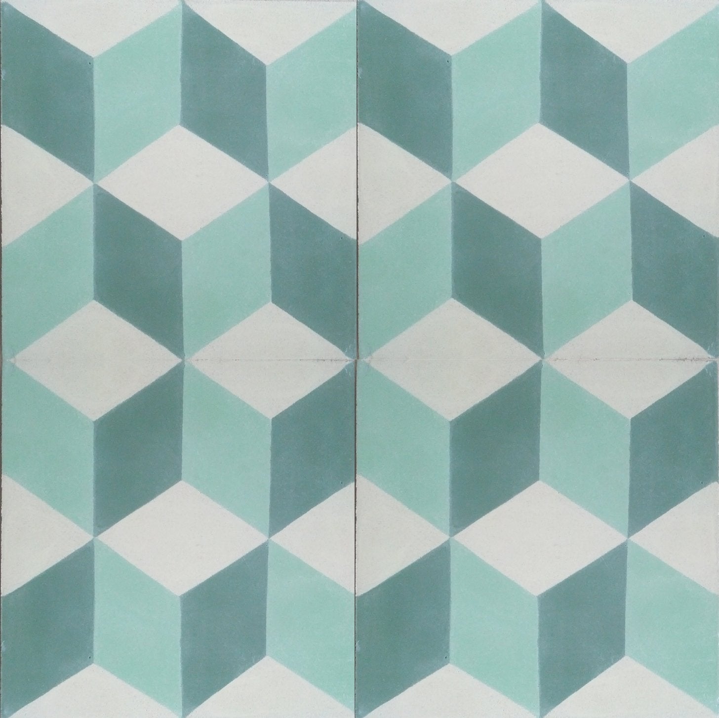 Geometric Green Encaustic Cement Tile – Terrazzo Tiles