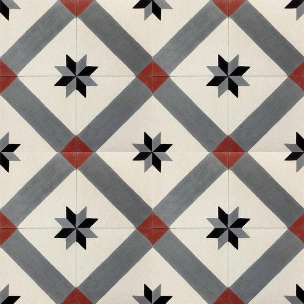 Charlotte Grey Pink Encaustic Cement Tile