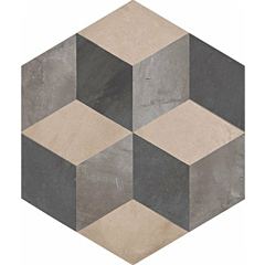Cemento Hex Cube Blk Porcelain Tiles