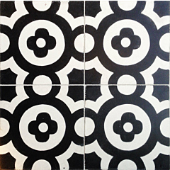 Daisy May Black & White Encaustic Cement Tile 20cm*20cm