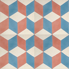 Geometric Blue-Orange Encaustic Tile 20cm*20cm