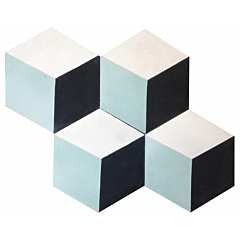 Hexagonal Geometric Sky Blue Encaustic Tile 17cm*20cm