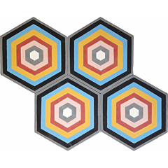 Hexagonal Honeycomb Rainbow Encaustic Cement Tile 17cm x 20cm