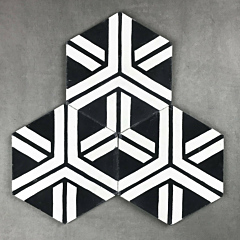 Hexagonal Lanza Black Encaustic Cement Tiles 17cm*20cm