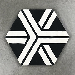 Hexagonal Lanza Black Encaustic Cement Tiles 17cm*20cm
