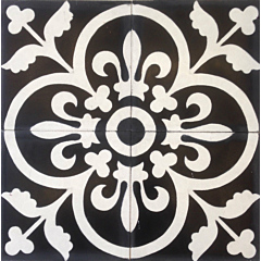 Madrid White on Black Encaustic Cement Tile 20cm*20cm