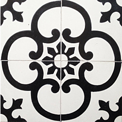 Ronda Black & White Encaustic Cement Tile 20cm*20cm