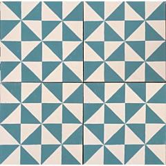 Truchet Teal Blue Encaustic Cement Tile 20cm*20cm