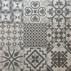 Vestige Black & White Porcelain Tiles Patchwork Mix 16.5cm*16.5cm