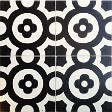 Daisy May Black & White Encaustic Cement Tile 20cm*20cm