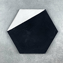 Hexagonal Triangles White and Black Encaustic Cement Tile 17cm*20cm
