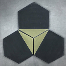 Hexagonal Triangles Gold Encaustic Cement Tile 17cm*20cm