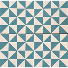 Truchet Teal Blue Encaustic Cement Tile 20cm*20cm