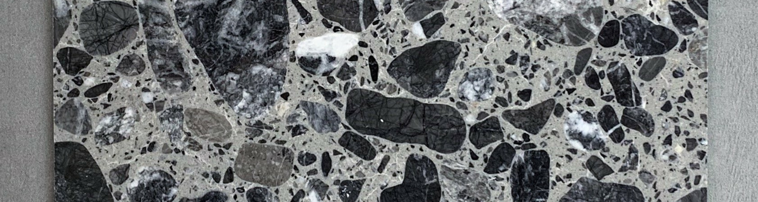 W2 Pebbles Charcoal Honed Terrazzo Resin Tiles